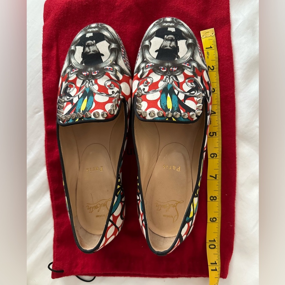 Christian Louboutin Multicolor Fabric Sakouette Face Polka Dot Loafers Size 38 - Picture 2 of 6